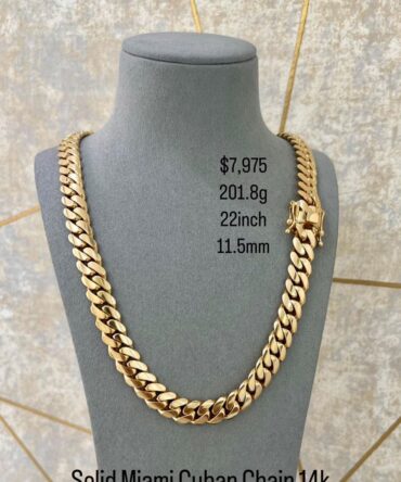 Solid miami cuban chain 14kt